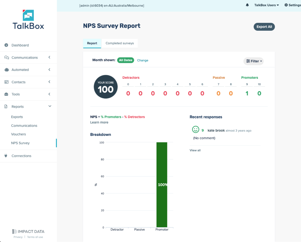 TalkBox NPS report image