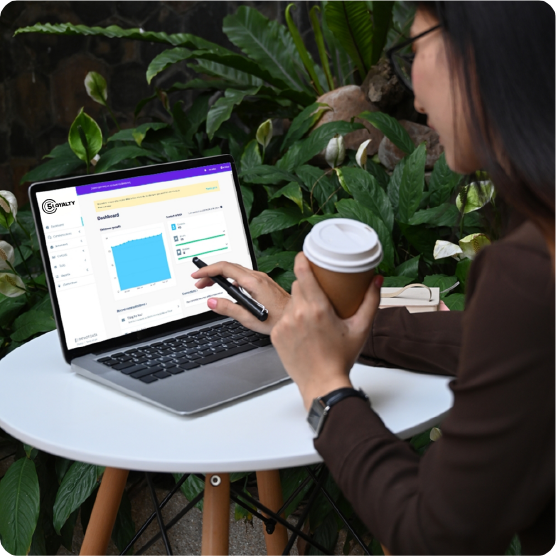 Marketer using the TalkBox platform on a laptop